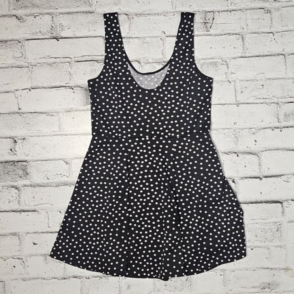 H&M Black White Polka Dot Mini Dress Women’s Size 14 Sleeveless - Picture 5 of 6